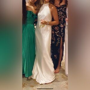 White Silk Halter Neck Dress